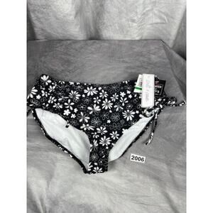 Salt + Cove Floral Print Bikini Bottoms Juniors Large Black/White Pull On